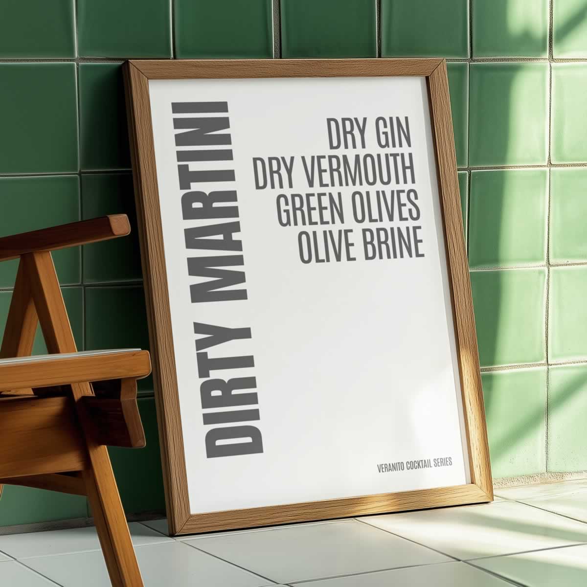 Dirty Martini Cocktail Typography Artwork