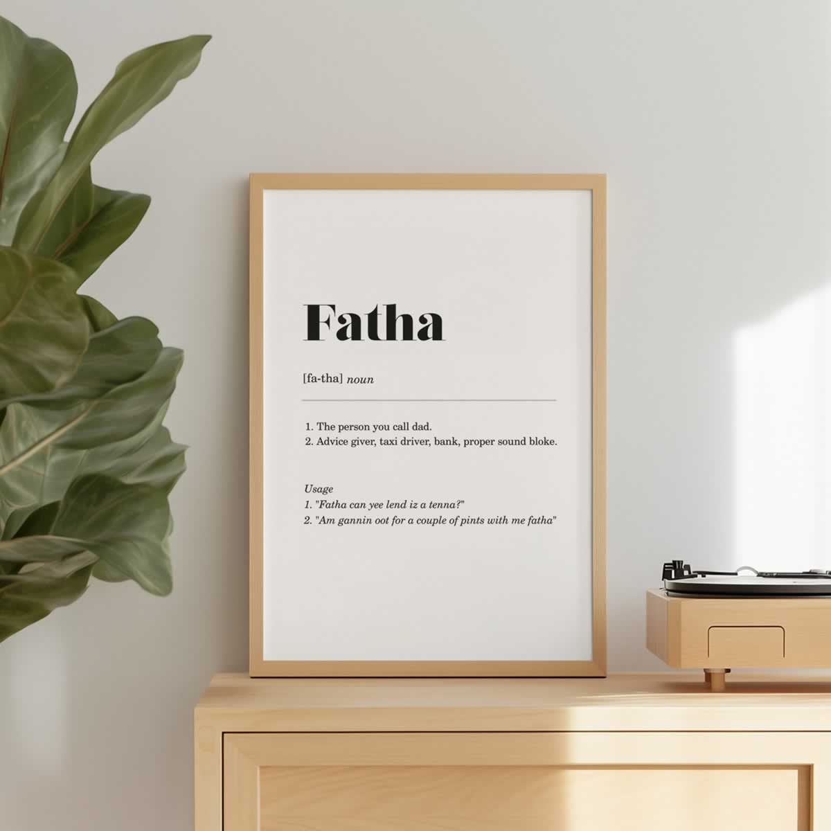 Fatha Geordie Definition Print for your dad