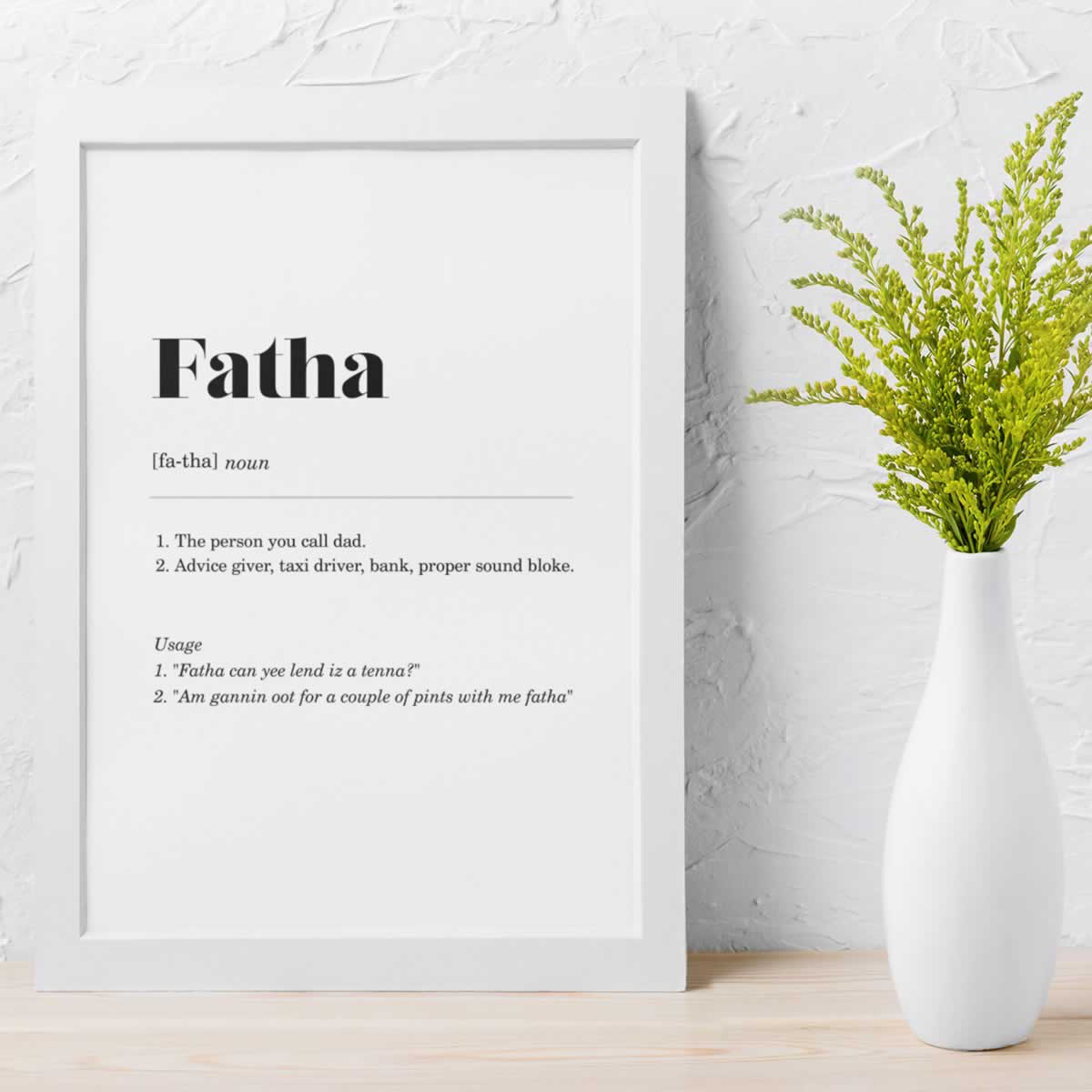 Fatha Geordie Definition Print - gift for your dad