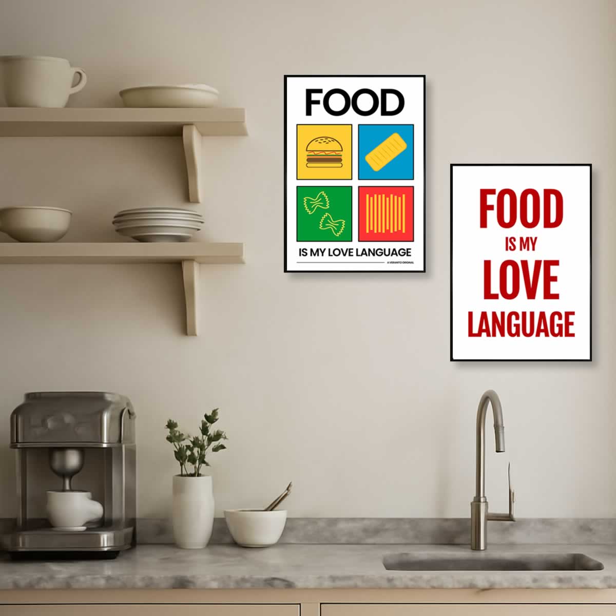 Food Is My Love Language Set Of 2 Prints for the kitchen