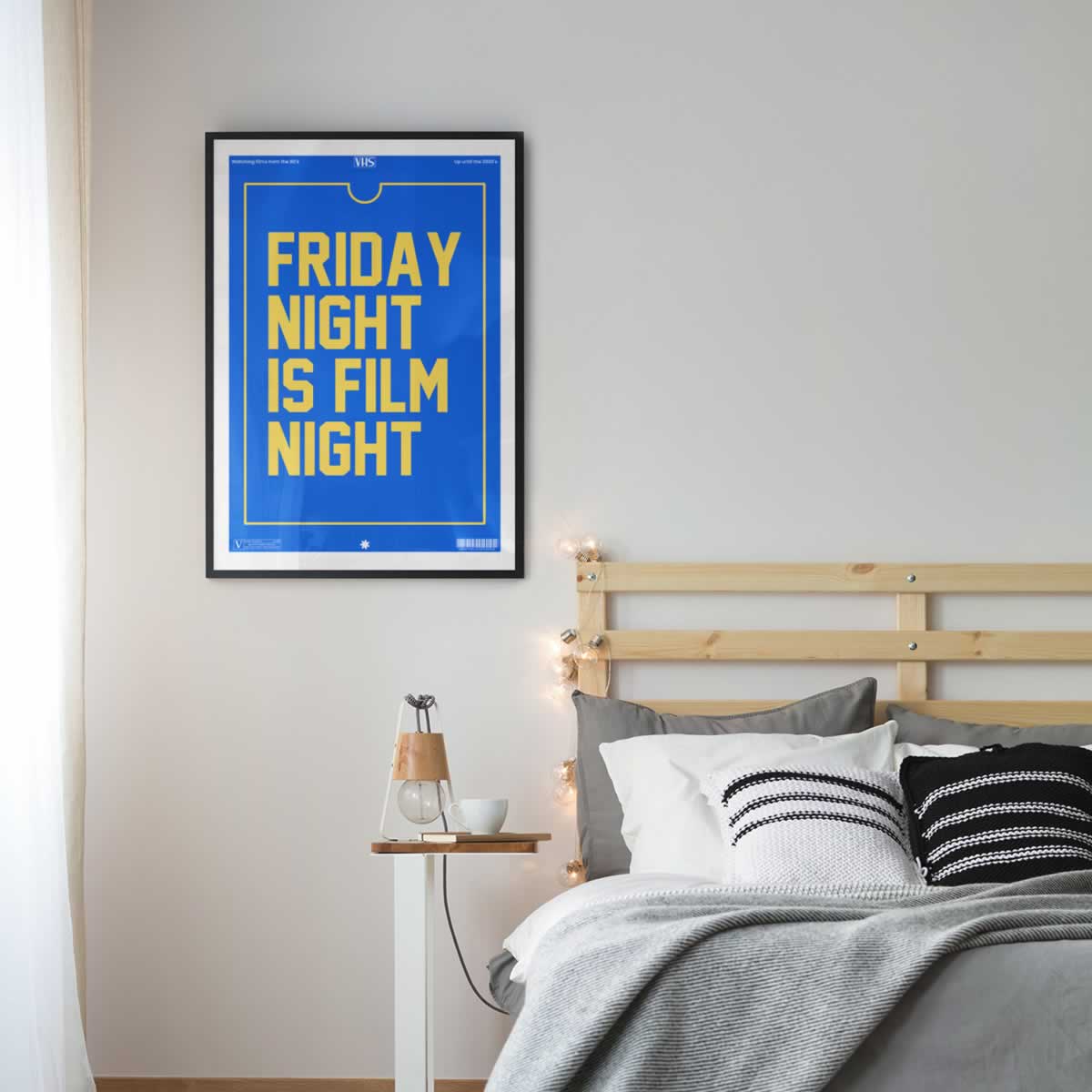 Friday Night Is Film Night Print On Bedroom Wall