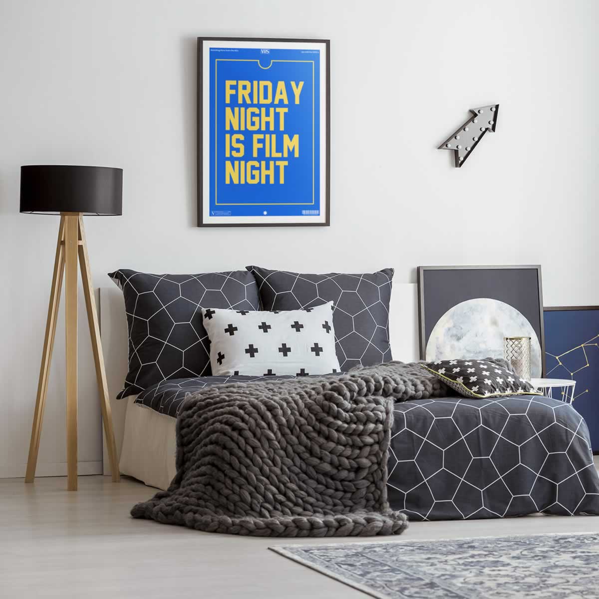 Friday Night Is Film Night Print Hanging In The Living Room