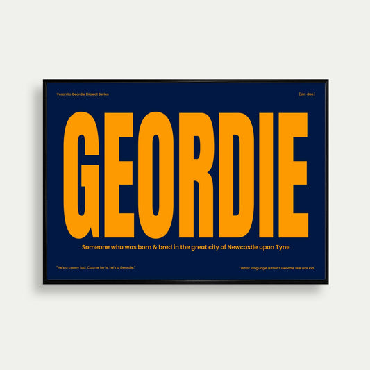 Geordie Dialect Newcastle Print In Blue And Orange