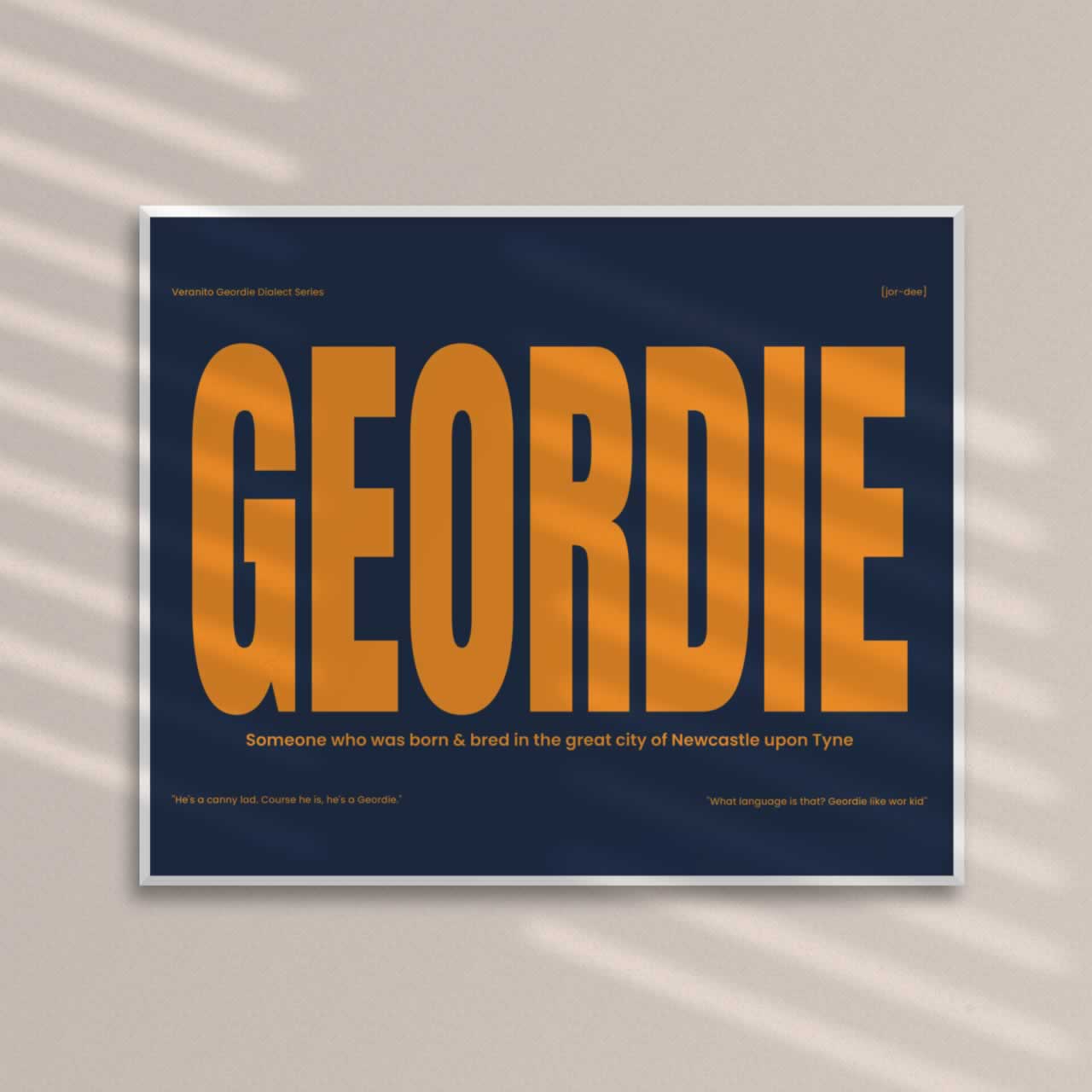 Geordie Dialect Newcastle Poster Print In Blue And Orange