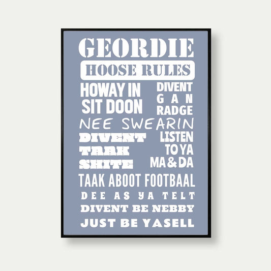 Geordie House Rules Print In Grey