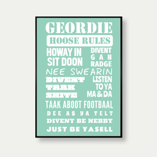 Geordie House Rules Print In Mint Green