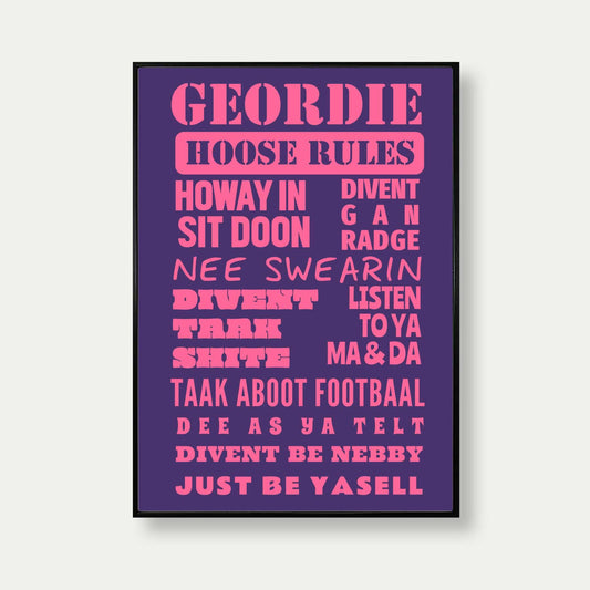 Geordie House Rules Print In Purple