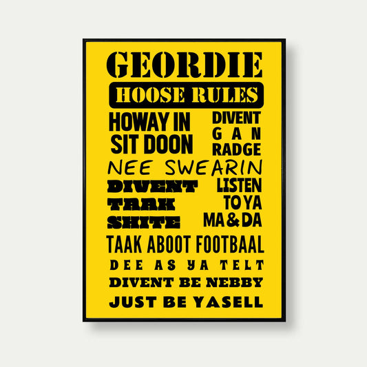 Geordie House Rules Print In Yellow