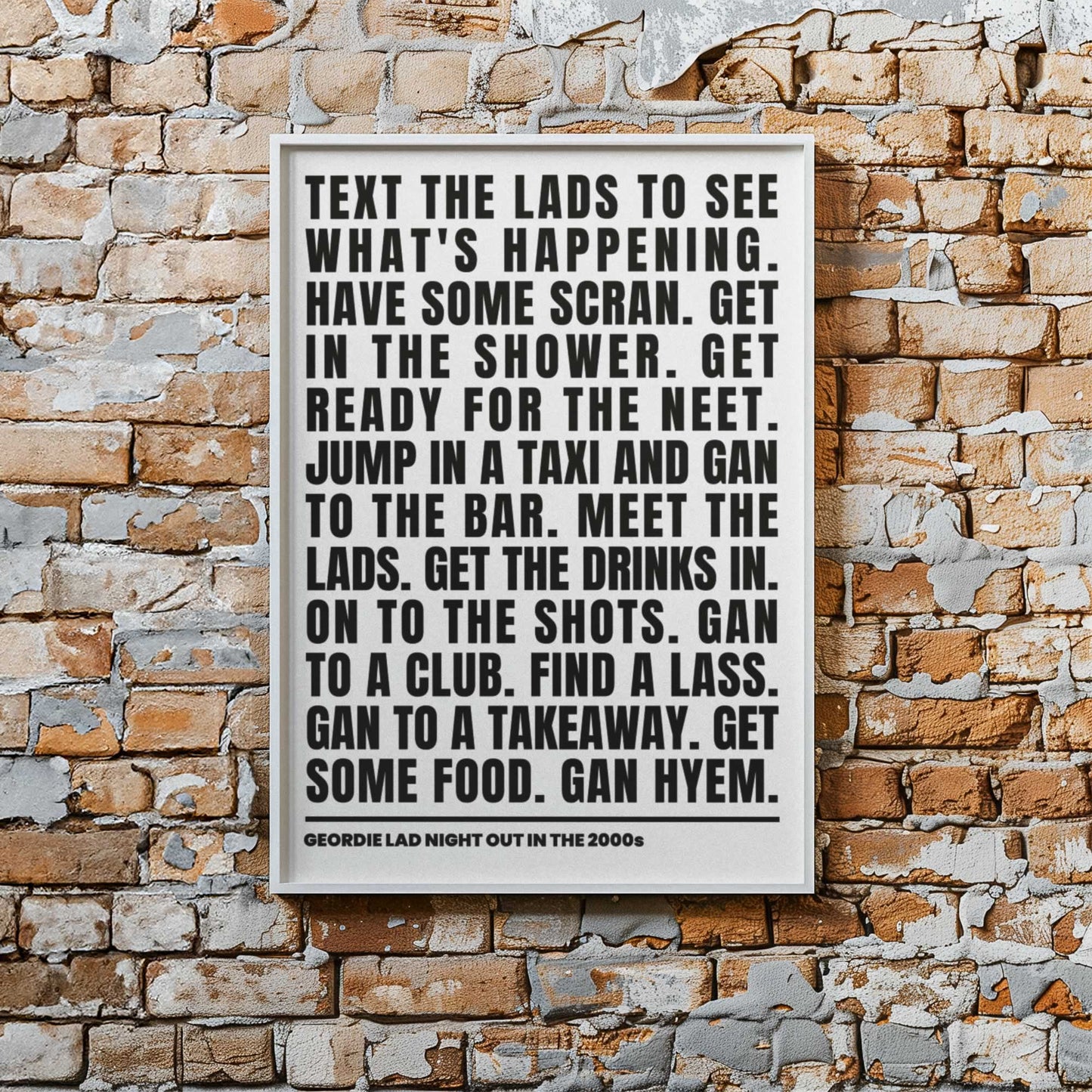 Geordie Lad Night Out In 2000s Wall Art