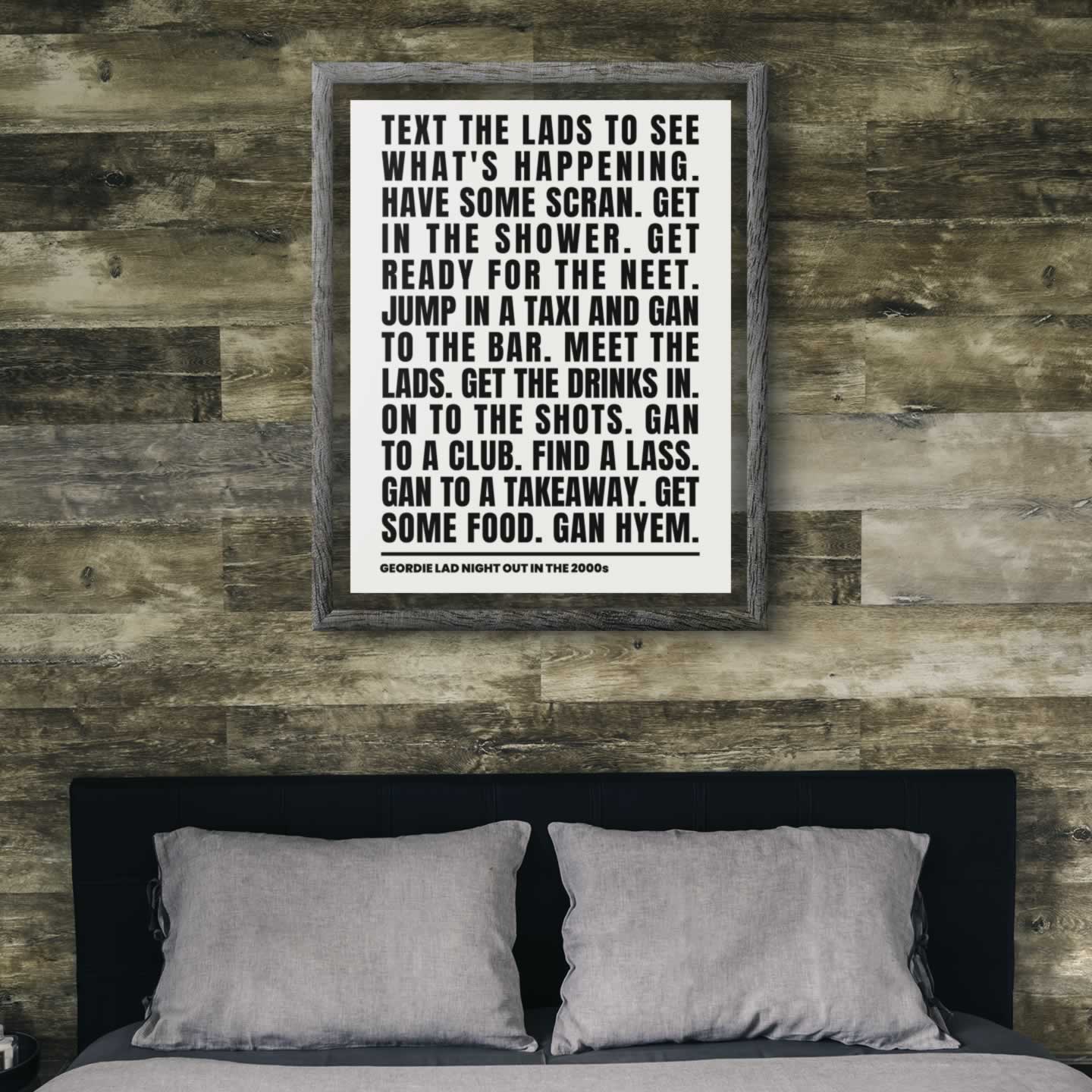 Geordie Lad Night Out In 2000s Bedroom Wall Art