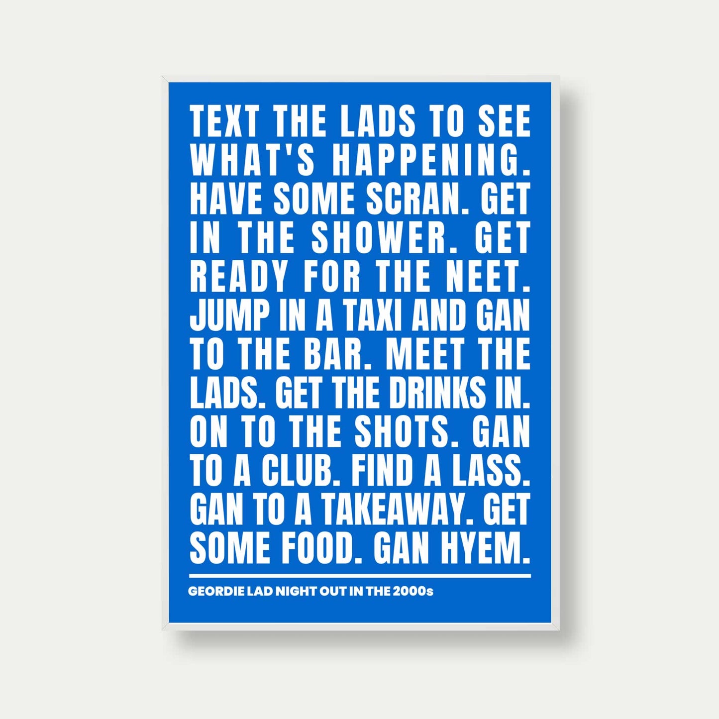 Geordie Lad Night Out In 2000s Print In Blue