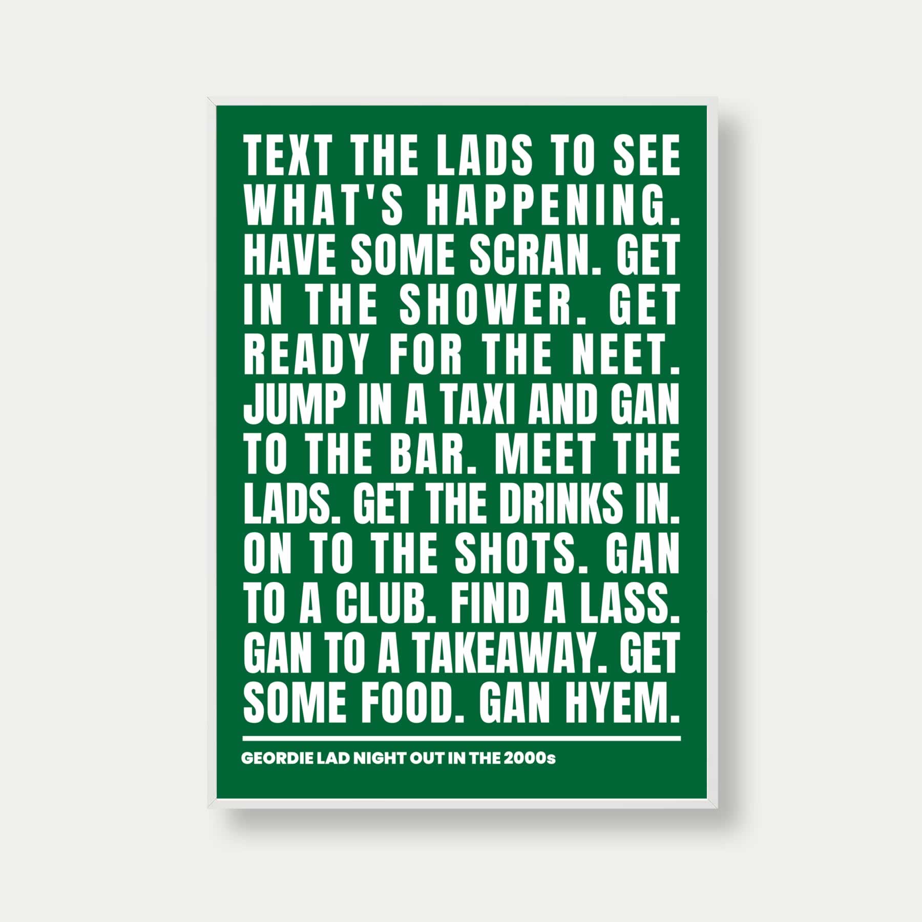 Geordie Lad Night Out In 2000s Print In Green