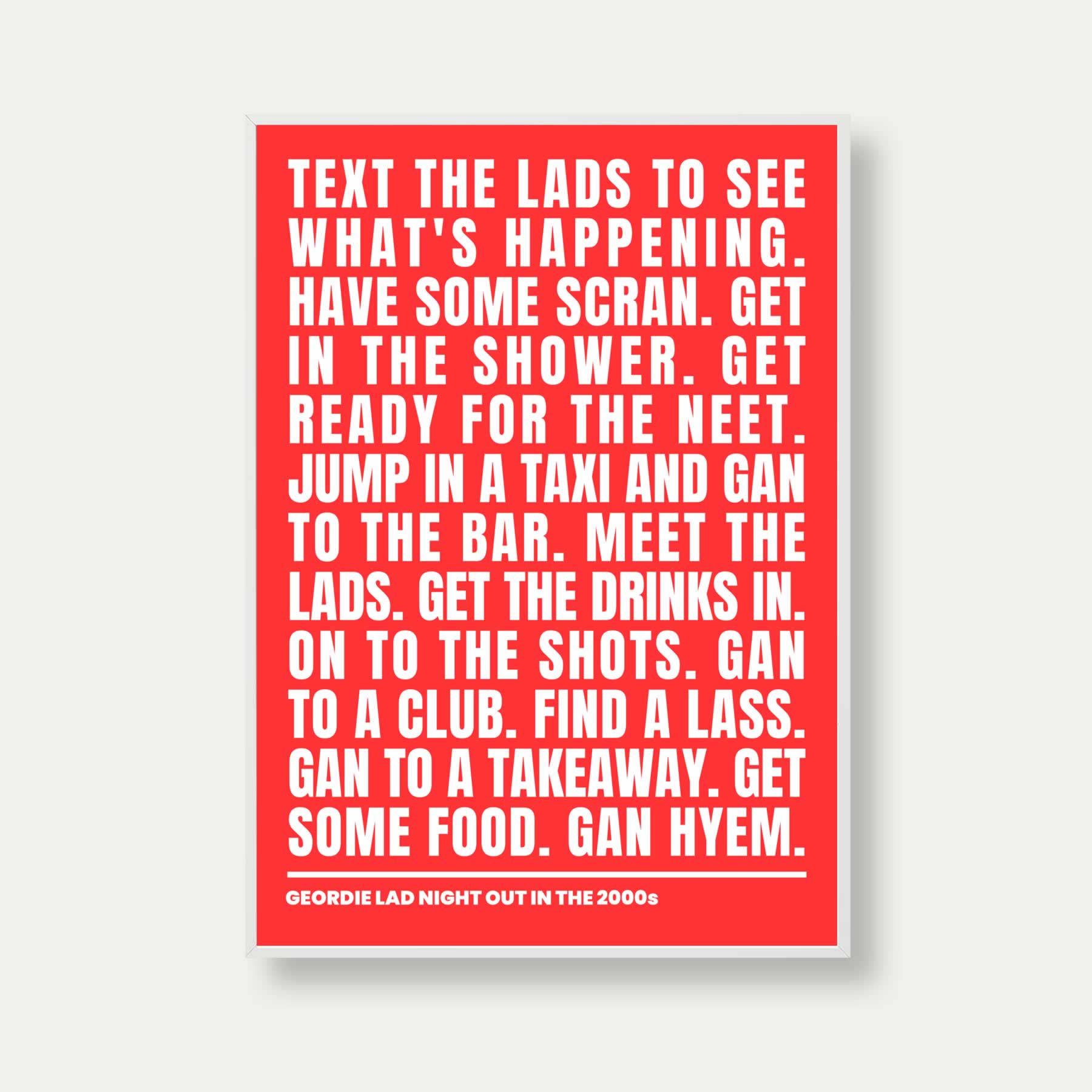 Geordie Lad Night Out In 2000s Print In Red