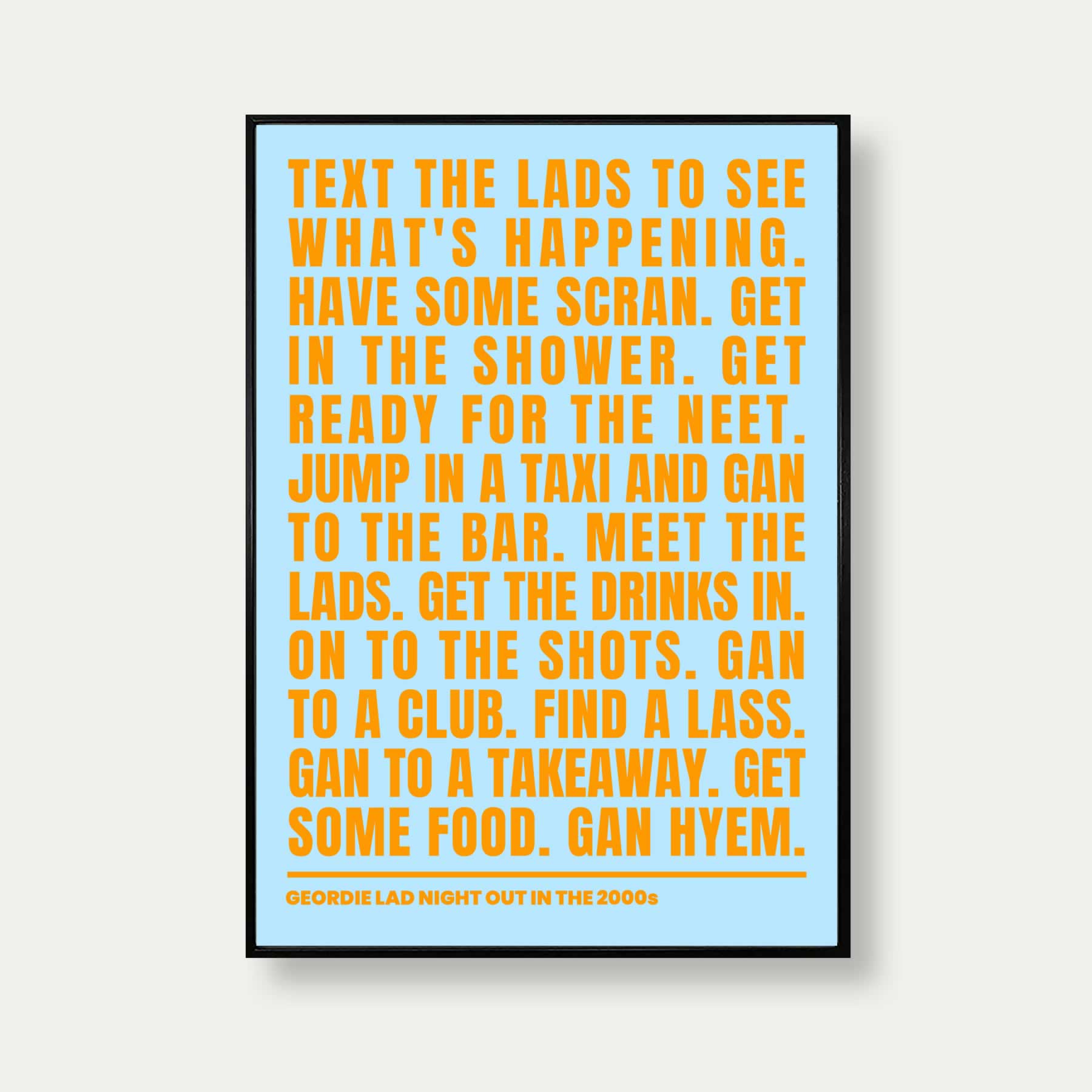 Geordie Lad Night Out In 2000s Print In Blue And Orange