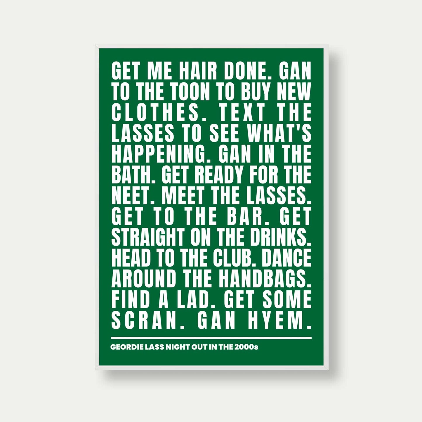 Geordie Lass Night Out In 2000s Print In Green