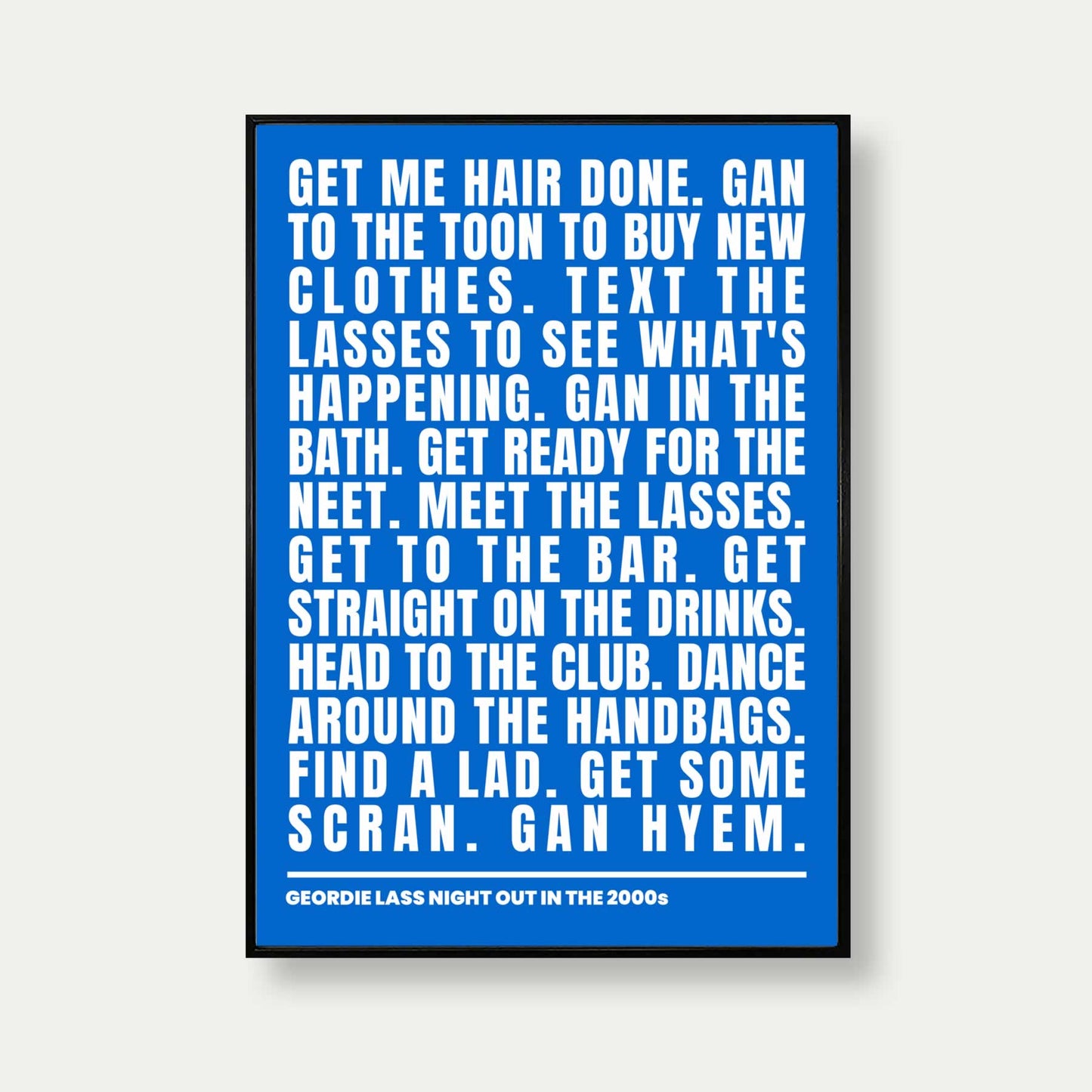 Geordie Lass Night Out In 2000s Print In Blue