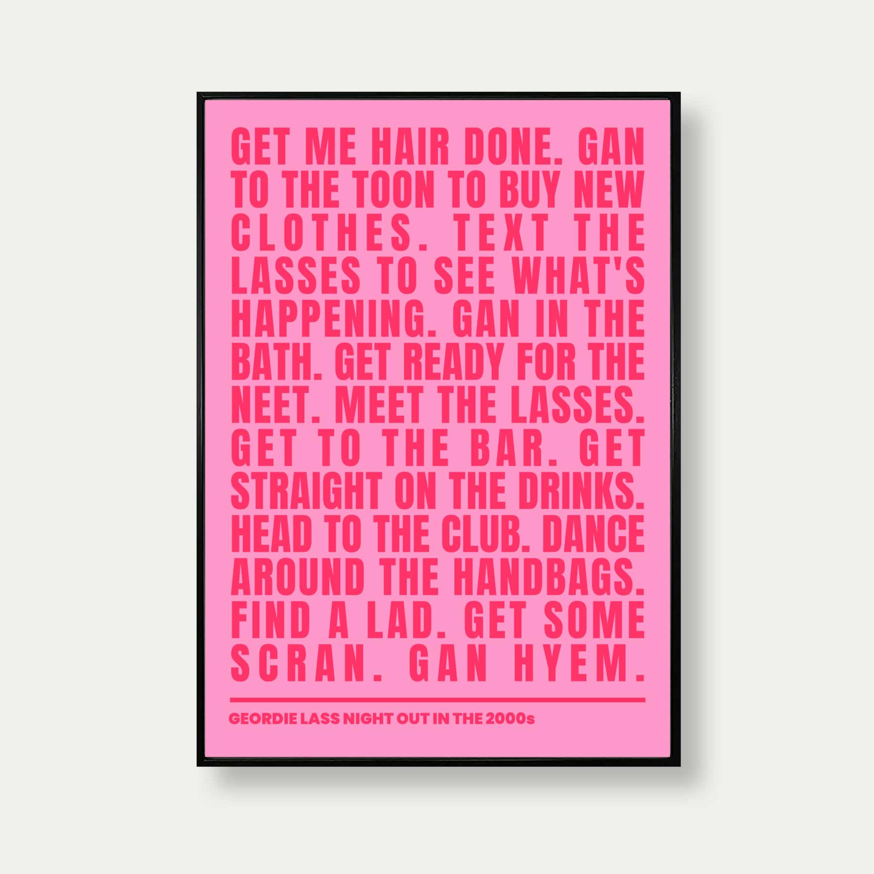 Geordie Lass Night Out In 2000s Print In Pink