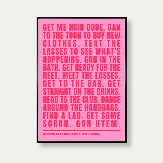 Geordie Lass Night Out In 2000s Print In Pink