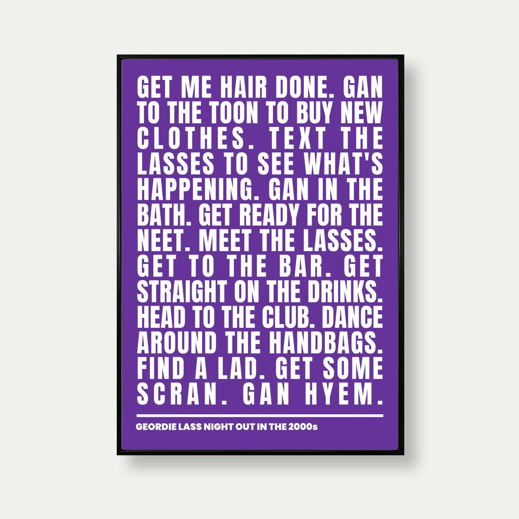 Geordie Lass Night Out In 2000s Print In Purple