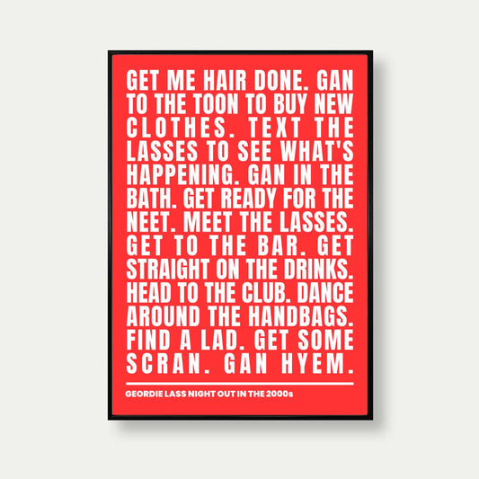 Geordie Lass Night Out In 2000s Print In Red