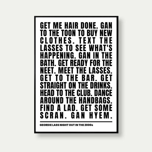 Geordie Lass Night Out In 2000s Print