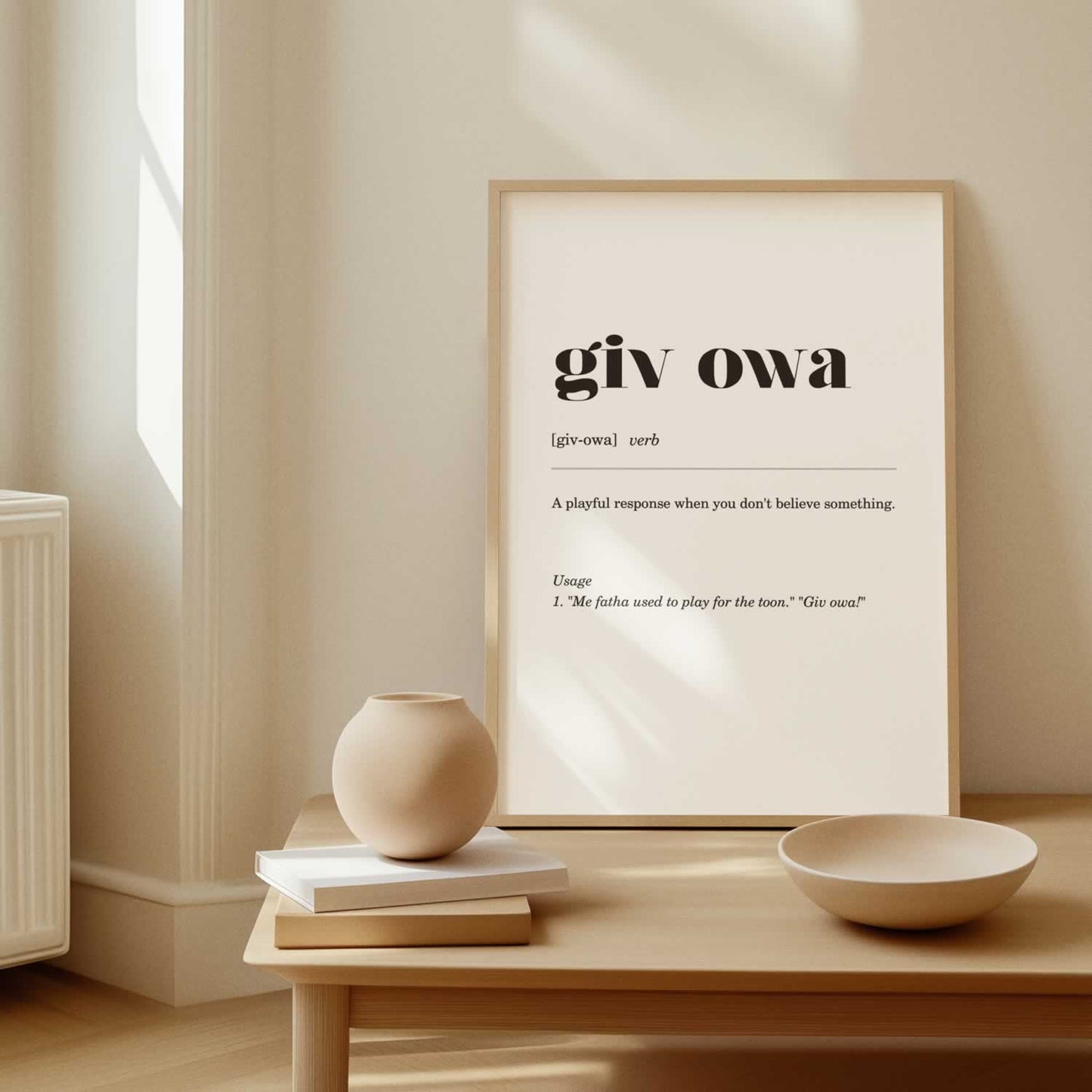 Giv Owa Newcastle Slang Wall Art