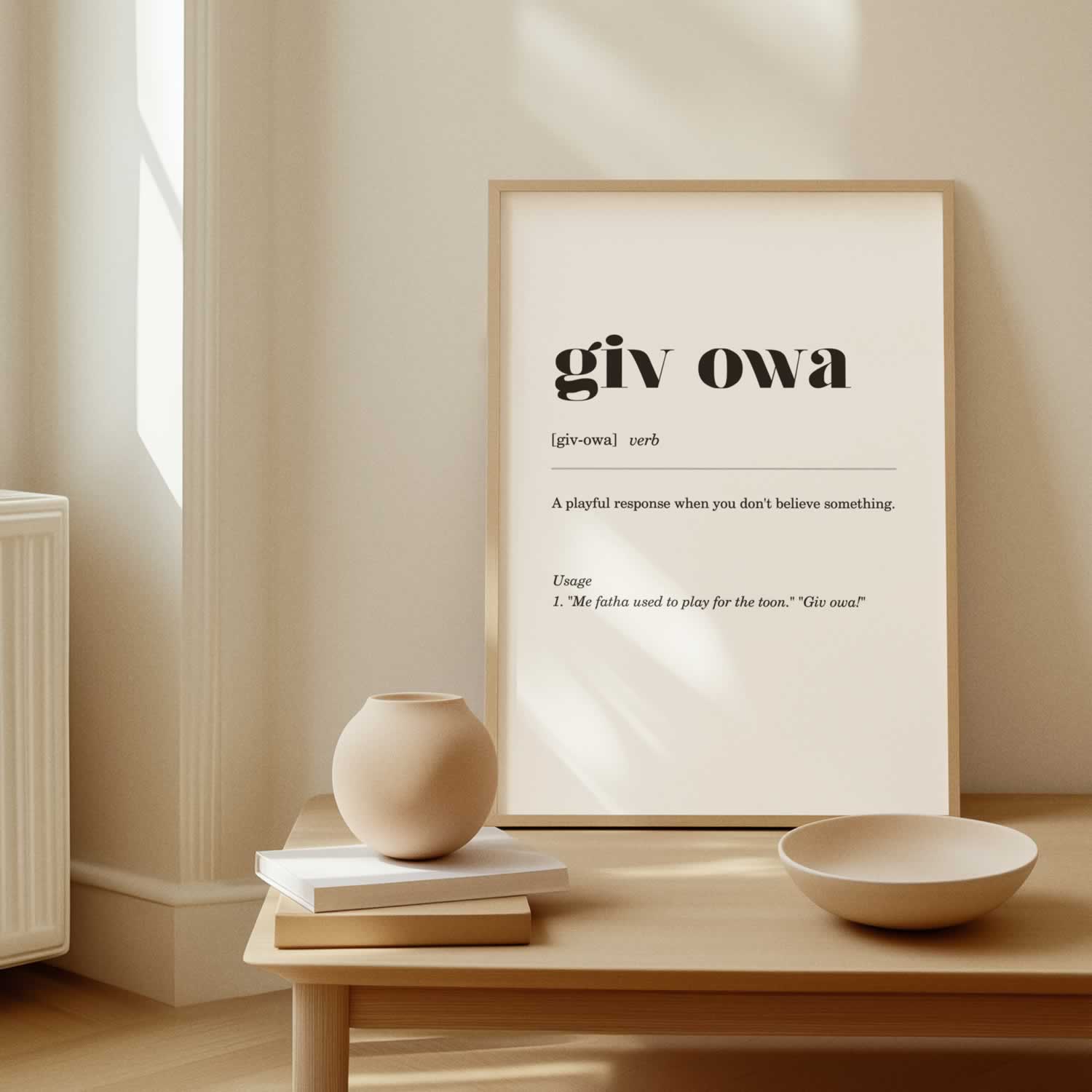 Giv Owa Newcastle Slang Wall Art