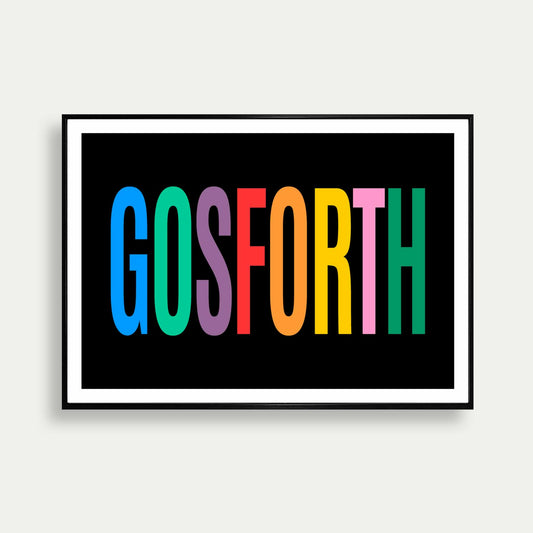 Gosforth Newcastle Colourful Typography Print