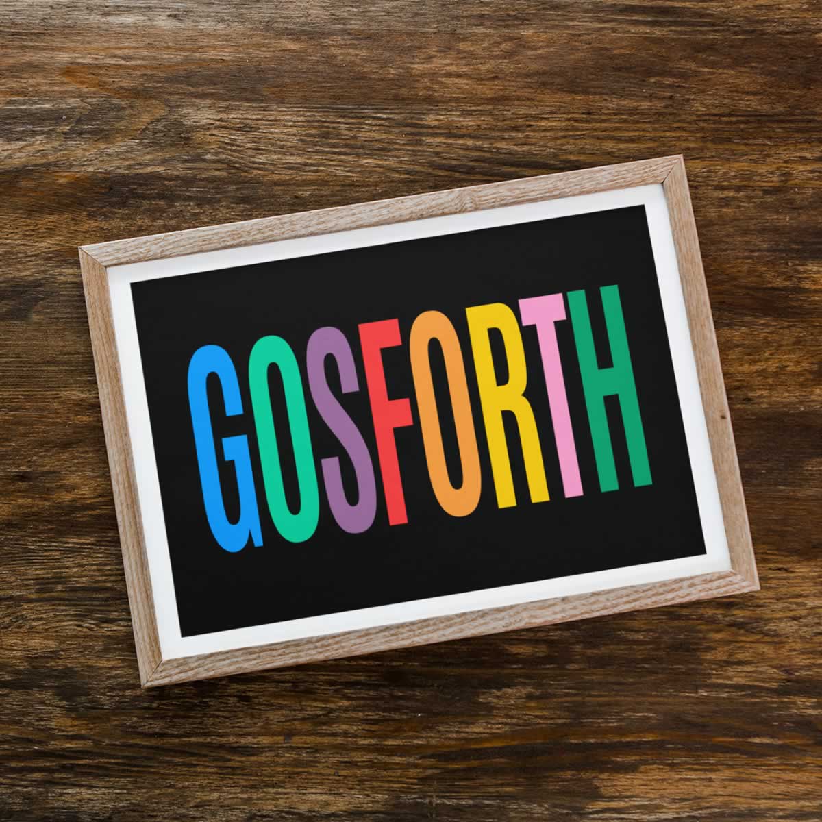 Gosforth Newcastle Colourful Typography Print Framed