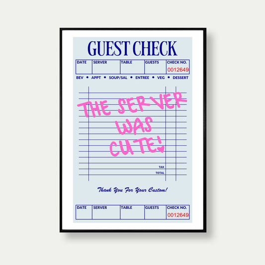 Guest Check Artwork Print