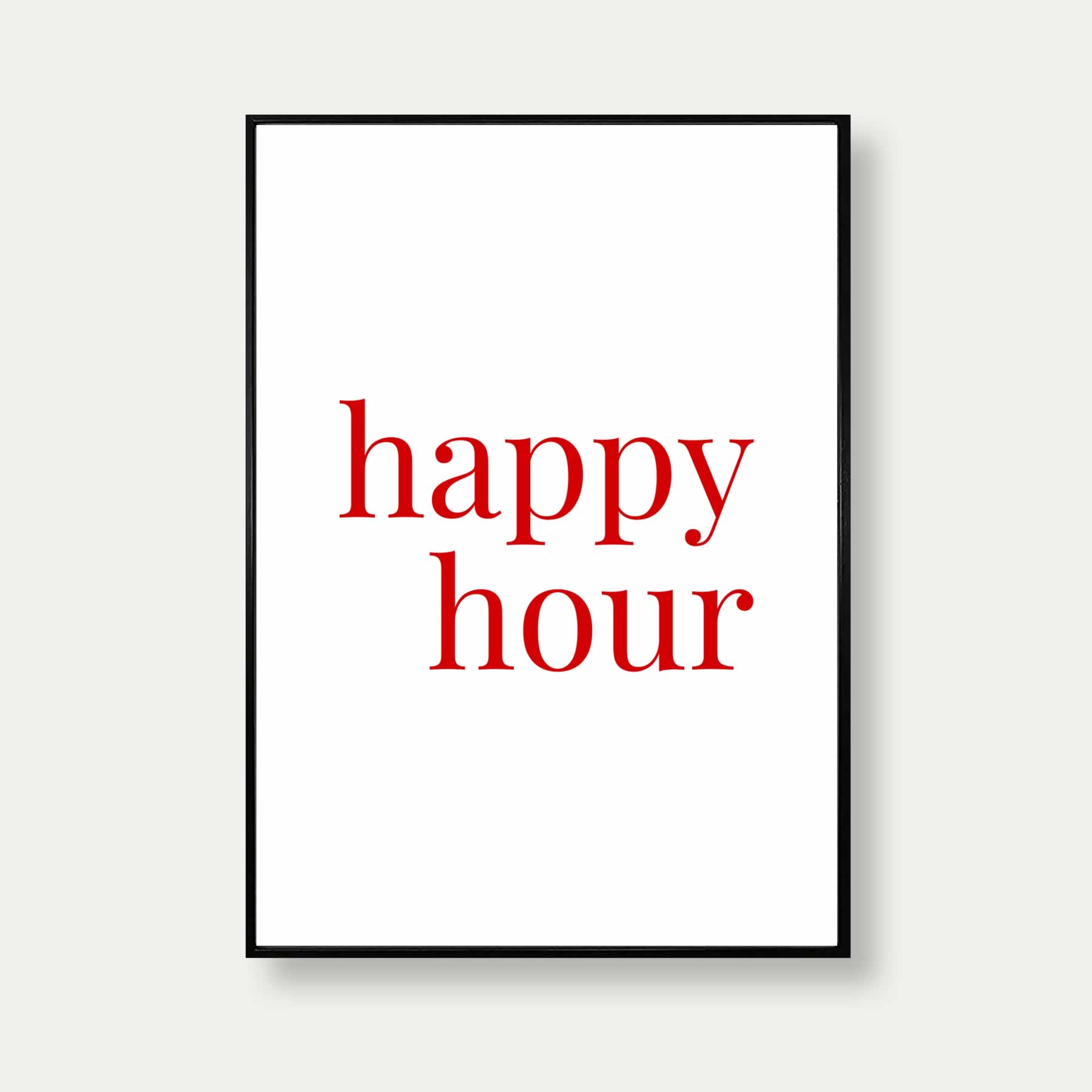 Happy Hour Typography Print In White And Red