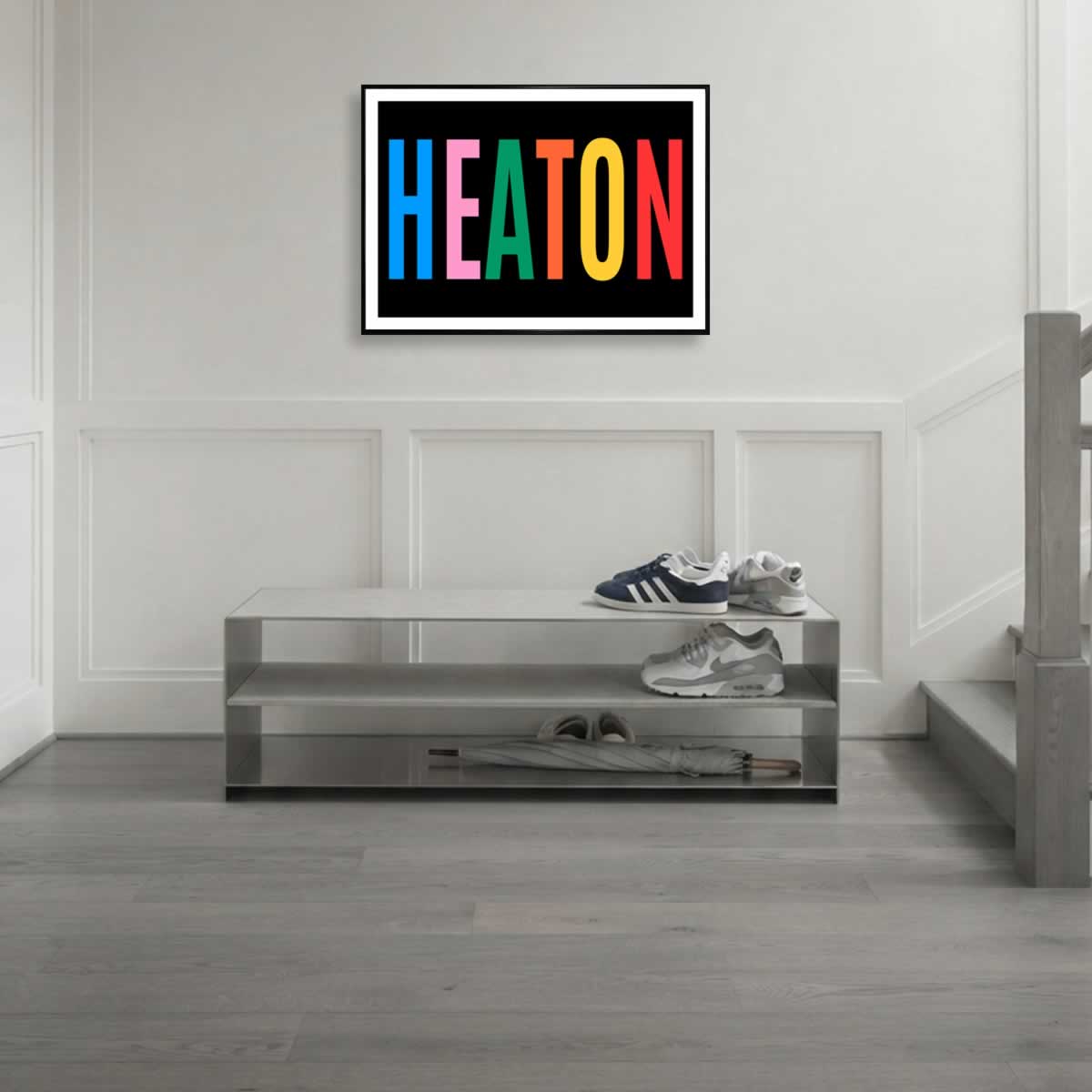 Heaton Newcastle Colourful Typography Print In The Hallway