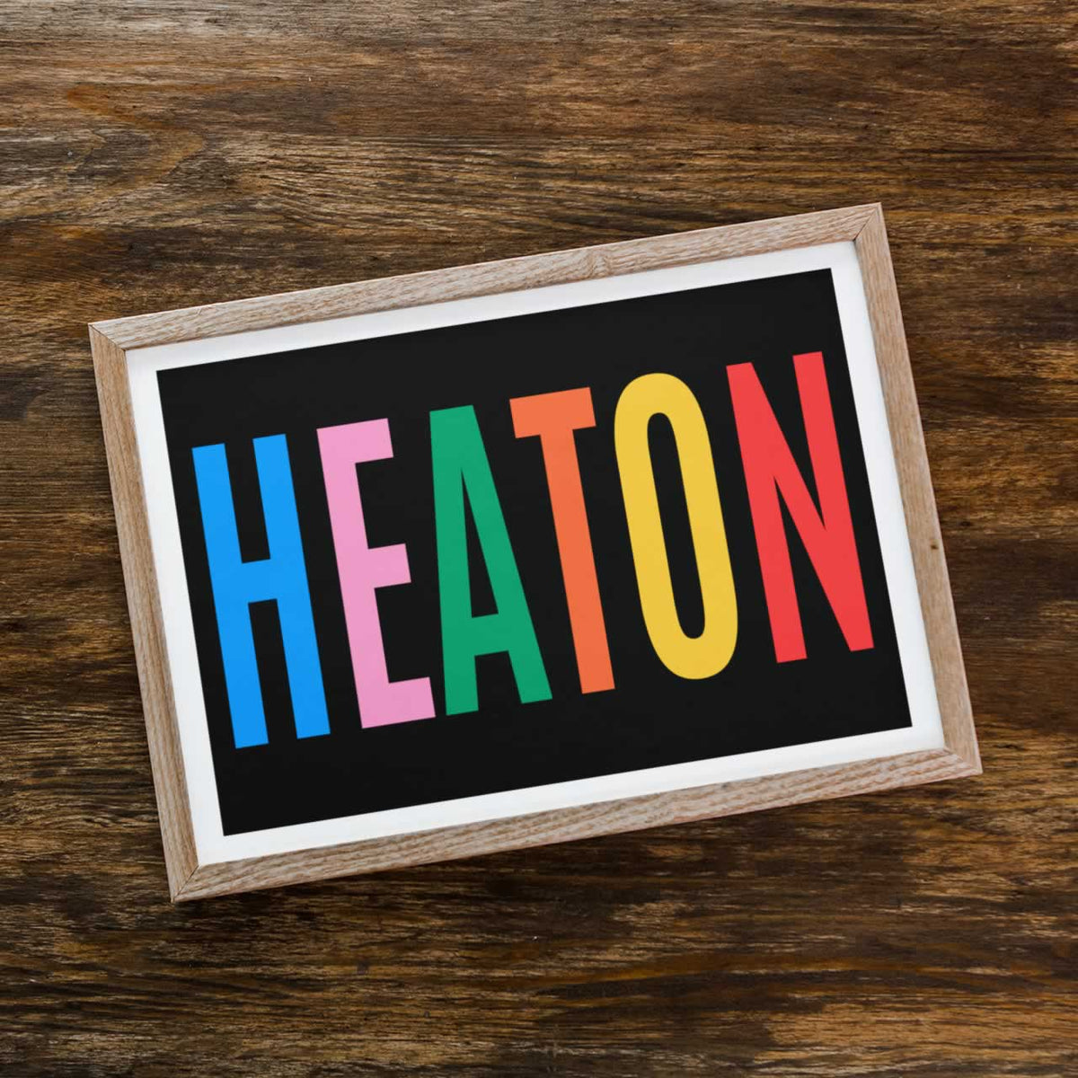 Heaton Newcastle Colourful Typography Print Framed