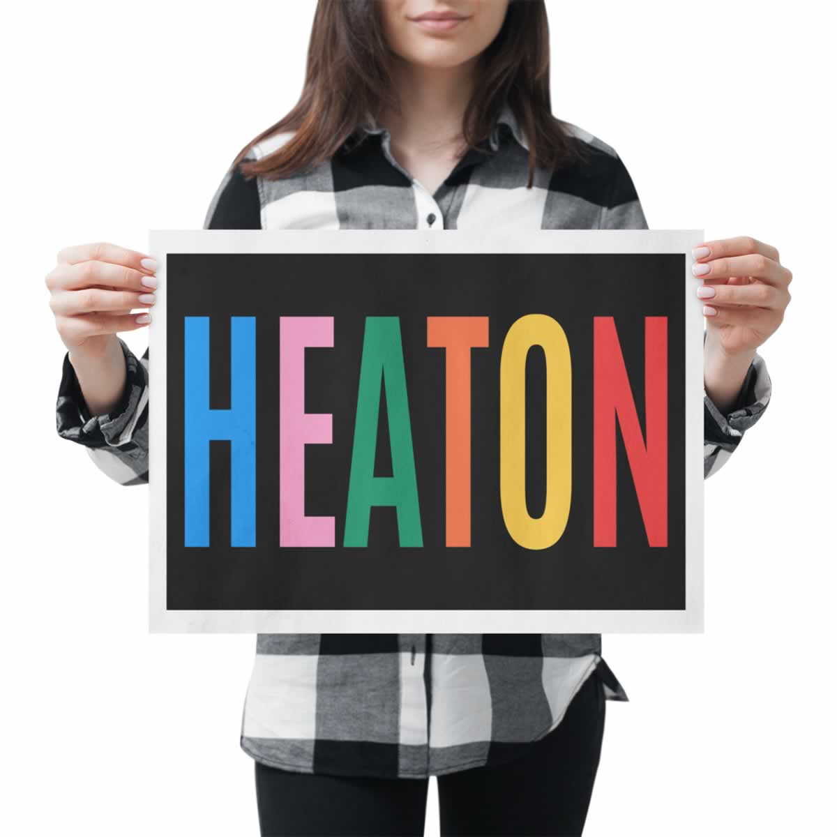 Heaton Newcastle Colourful Typography Print In Hand