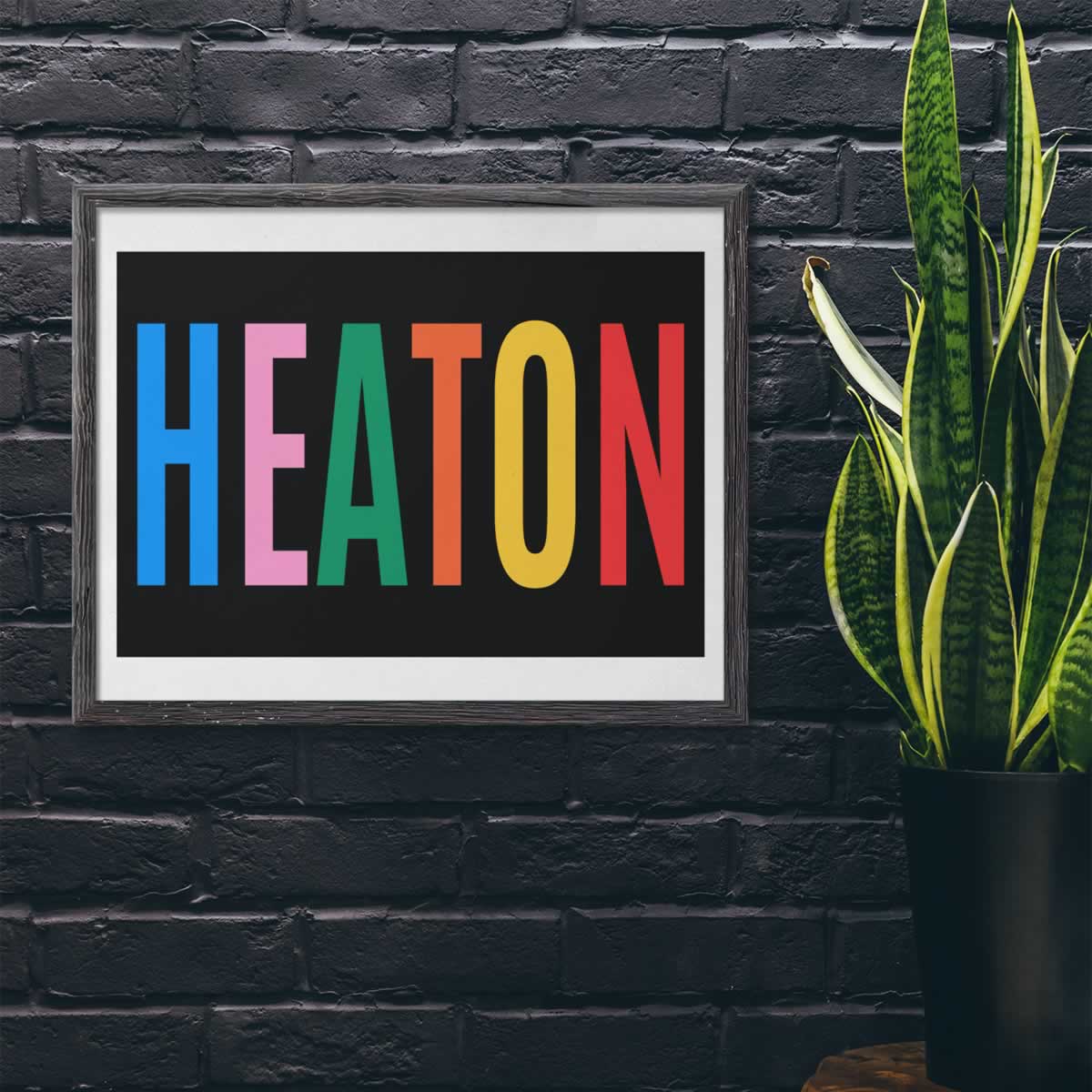 Heaton Newcastle Colourful Typography Print On The Wall