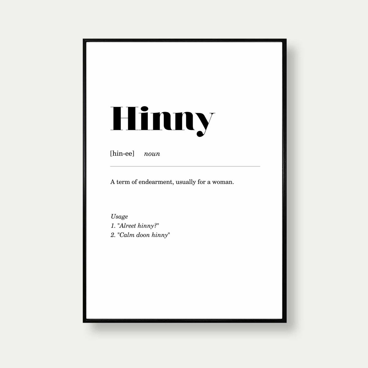 Hinny Geordie Definition Print
