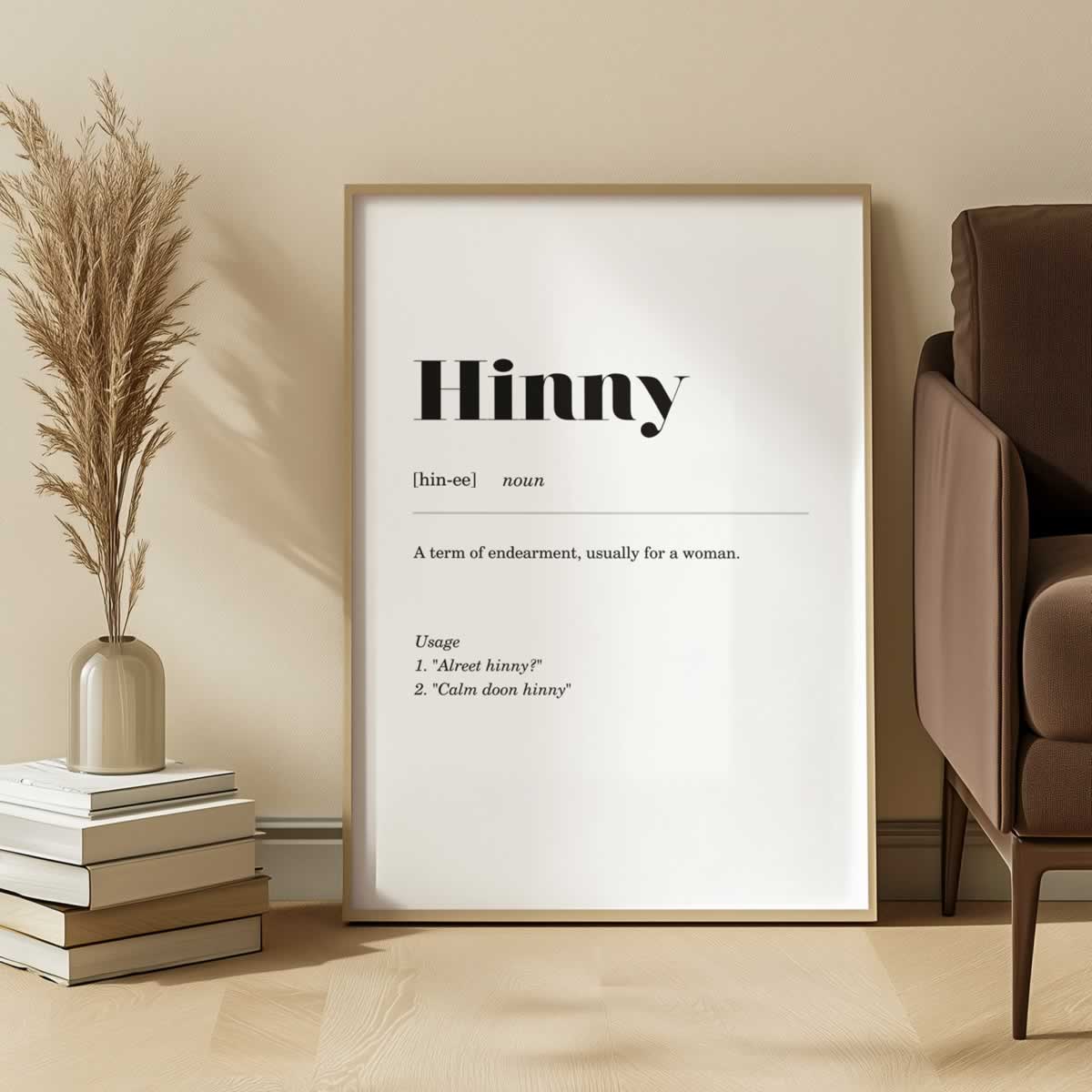 Hinny Geordie Slang Wall Art Print