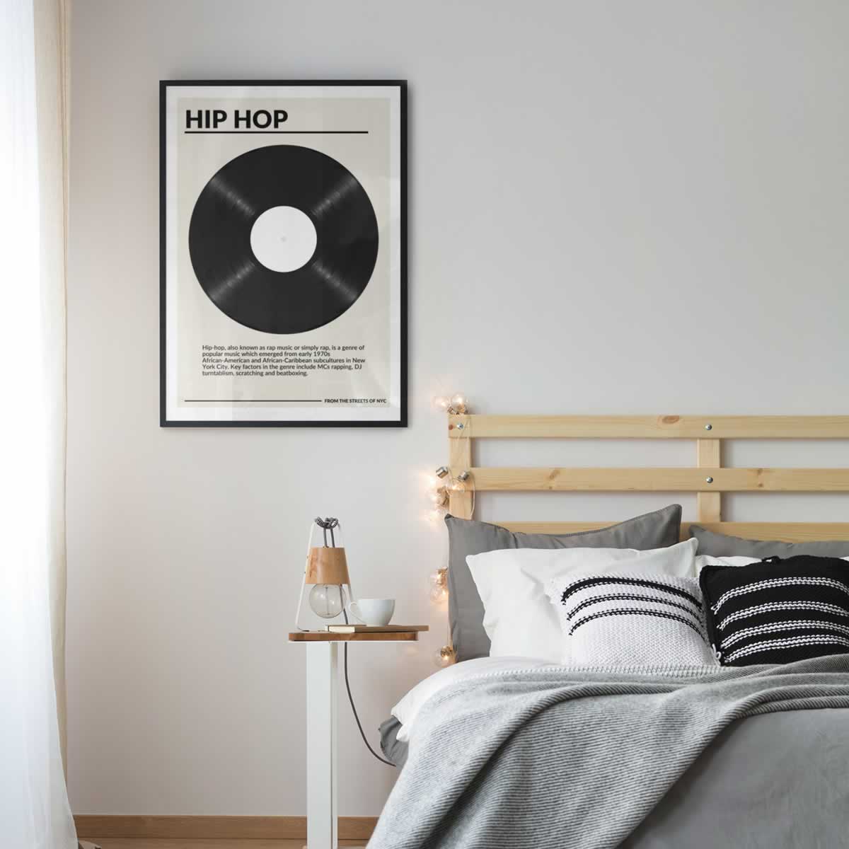Hip Hop Vinyl Poster Print On Bedroom Wall