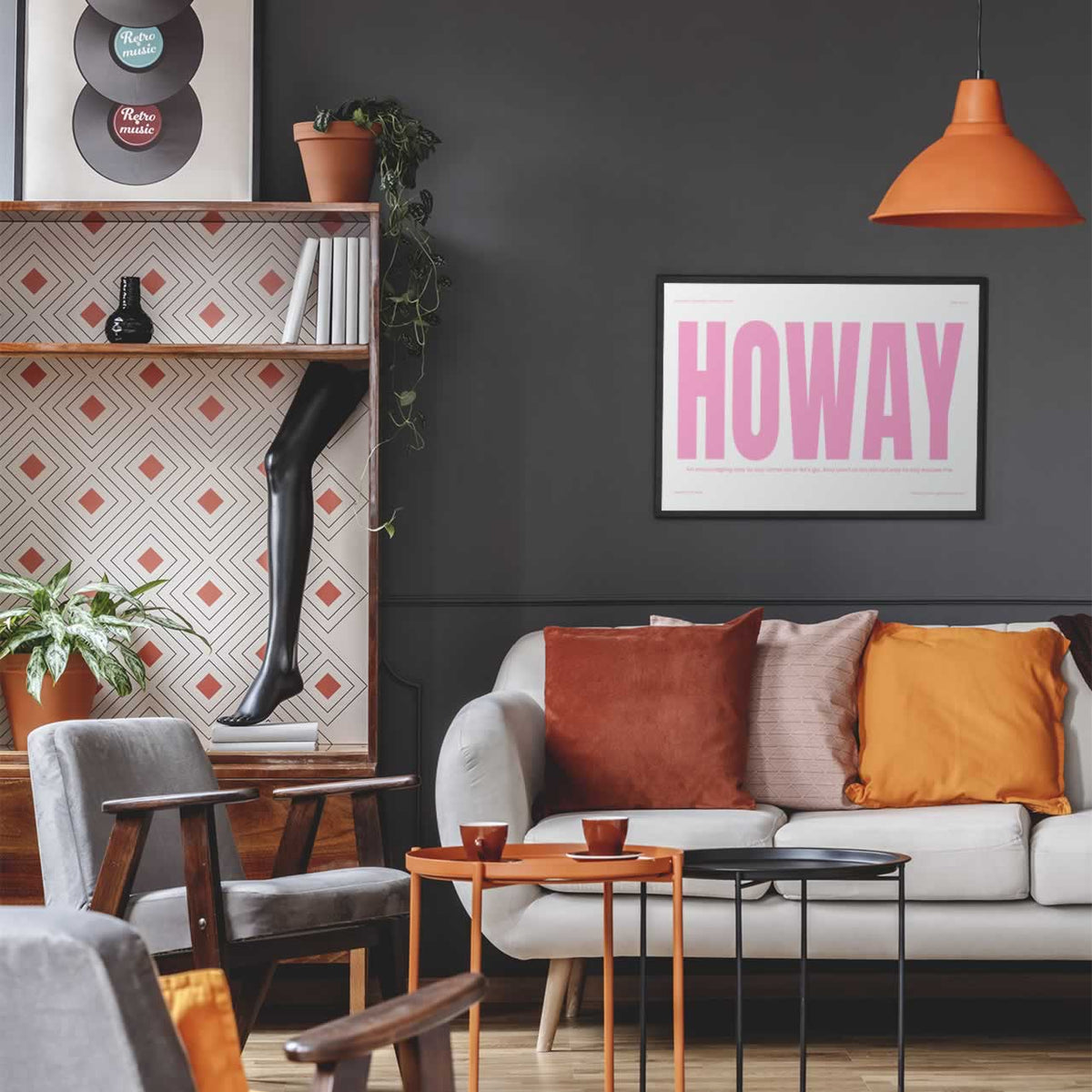 Howay Geordie Dialect Print Pink Edition On Living Room Wall
