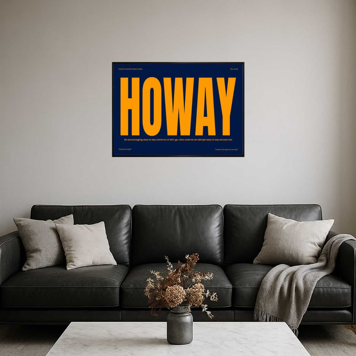 Howay Newcastle Slang Print For Living Room Blue And Orange Edition