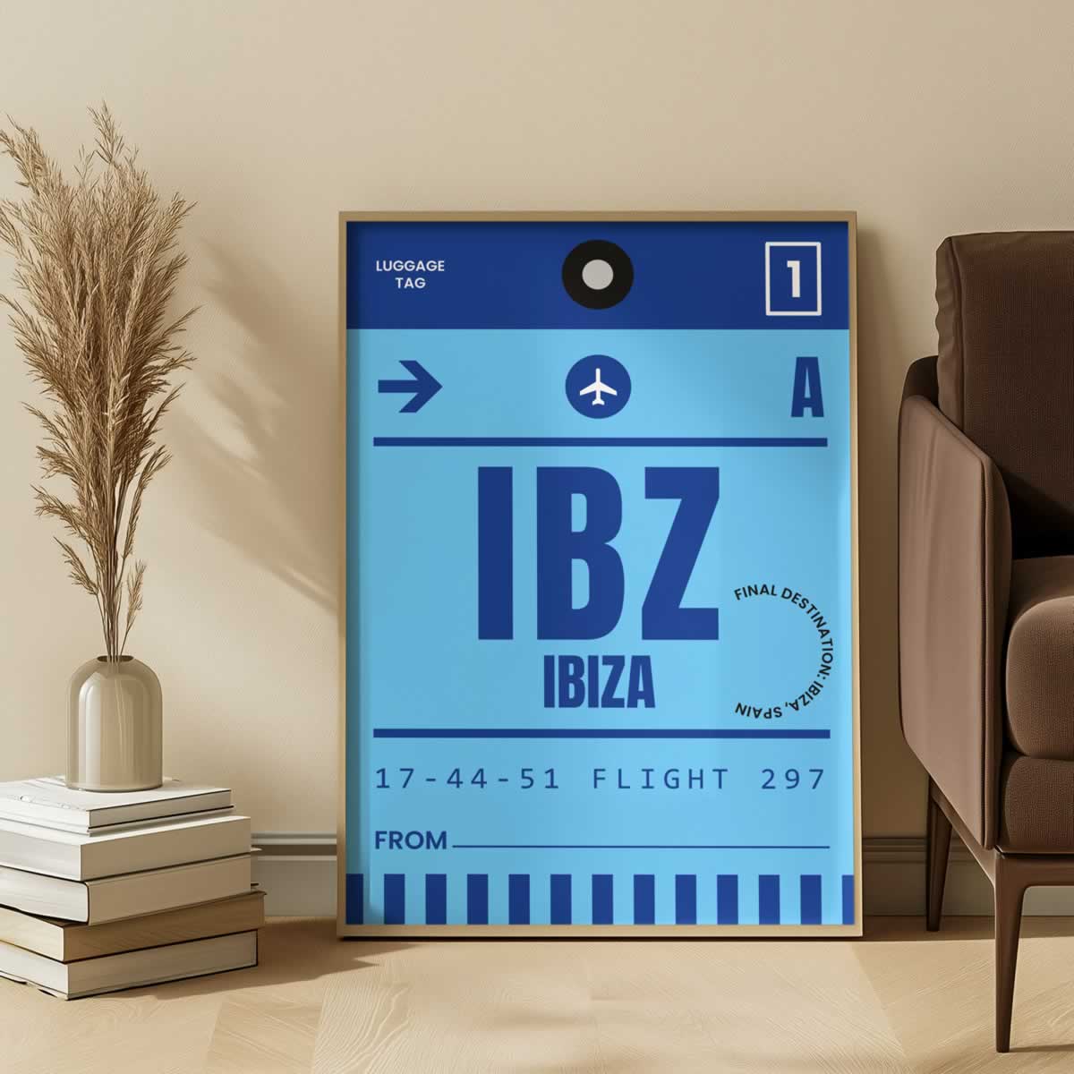 Ibiza Travel print luggage label design