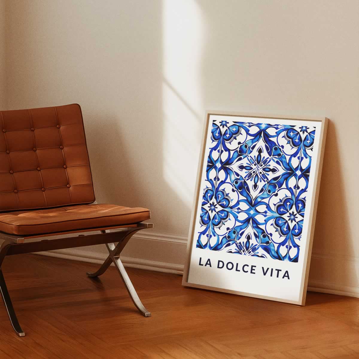 Blue Tile Pattern Poster Print