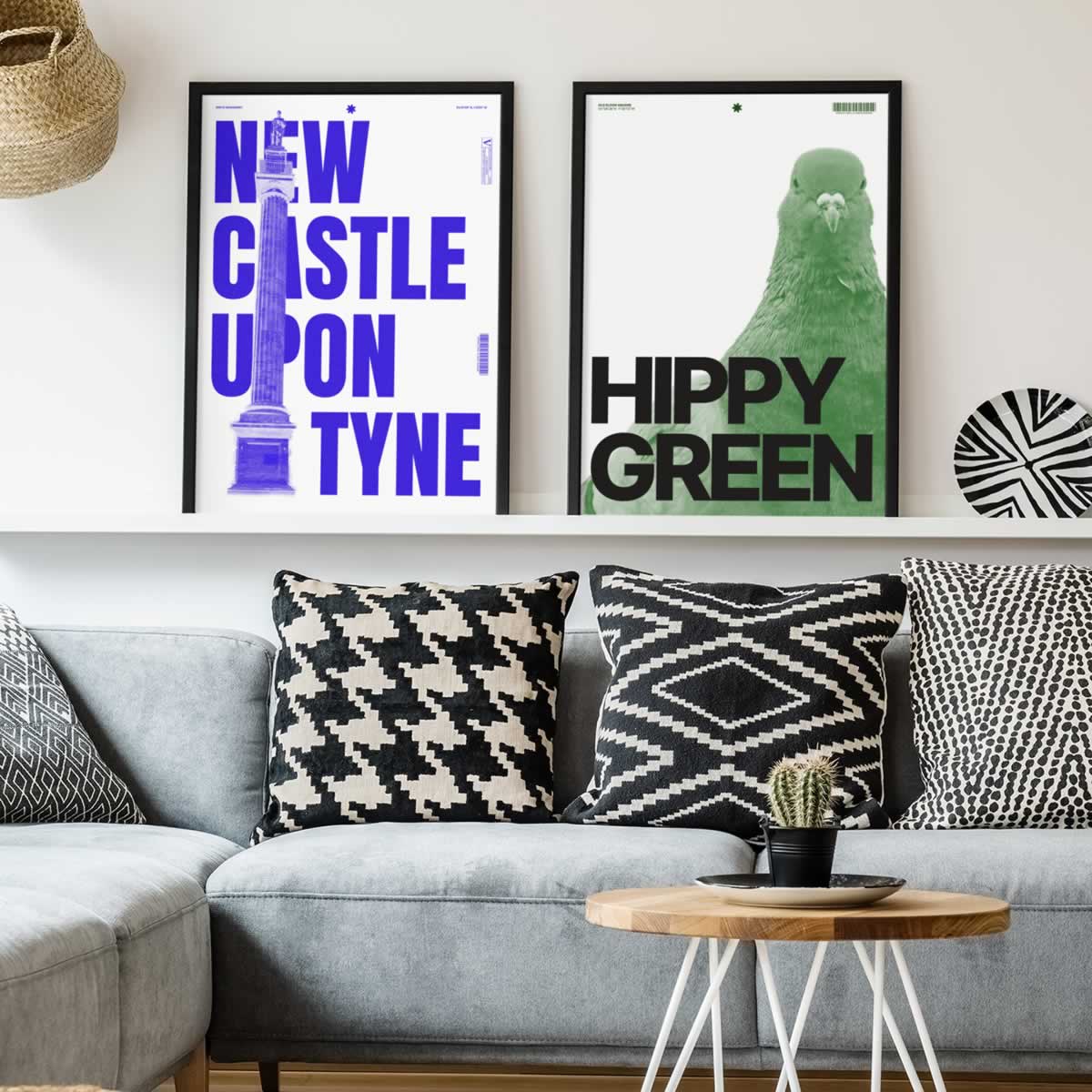 Newcastle Living Room Wall Art - Greys Monument and Hippy Green
