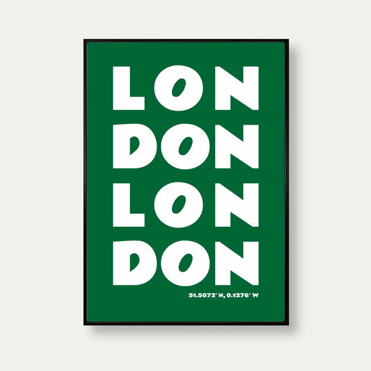 London Bold Travel Print In Green