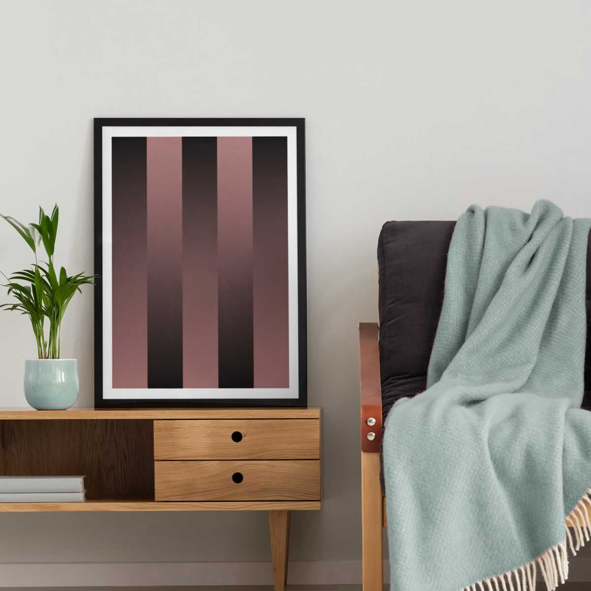 Luxury Gradient Stripes Dark Chocolate Art Print For Hallway