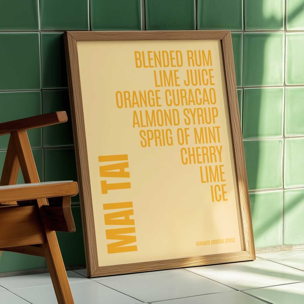 Mai Tai Cocktail Typography Print For Kitchen