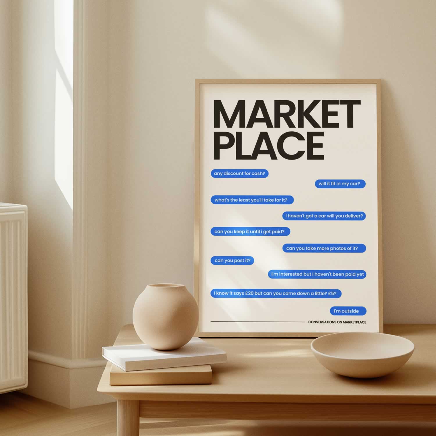 Funny Messages on marketplace art print