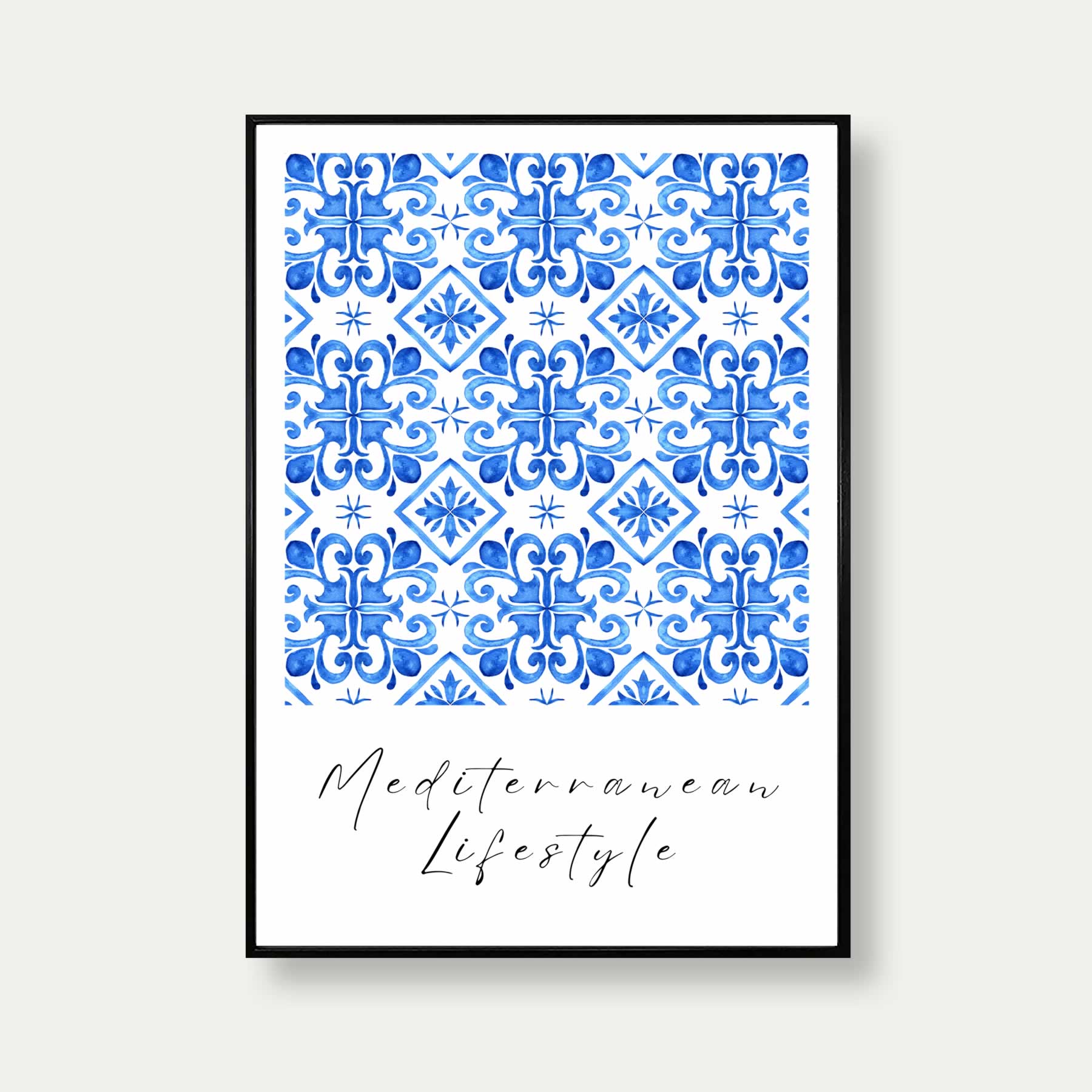 Mediterranean Lifestyle Blue Tile Mosaic Print