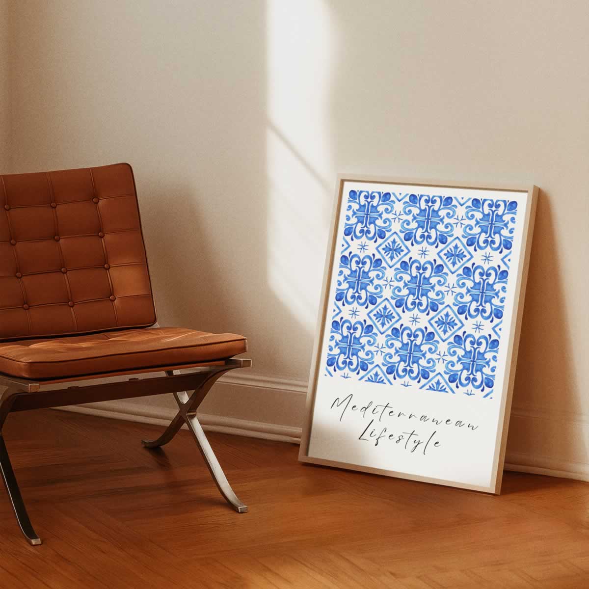 Mediterranean Lifestyle Blue Tile Mosaic Wall Art