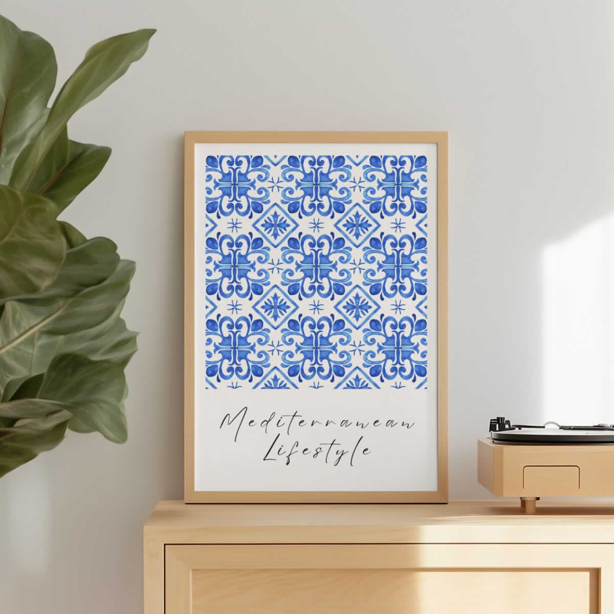 Mediterranean Lifestyle Blue Tile Mosaic Poster Print